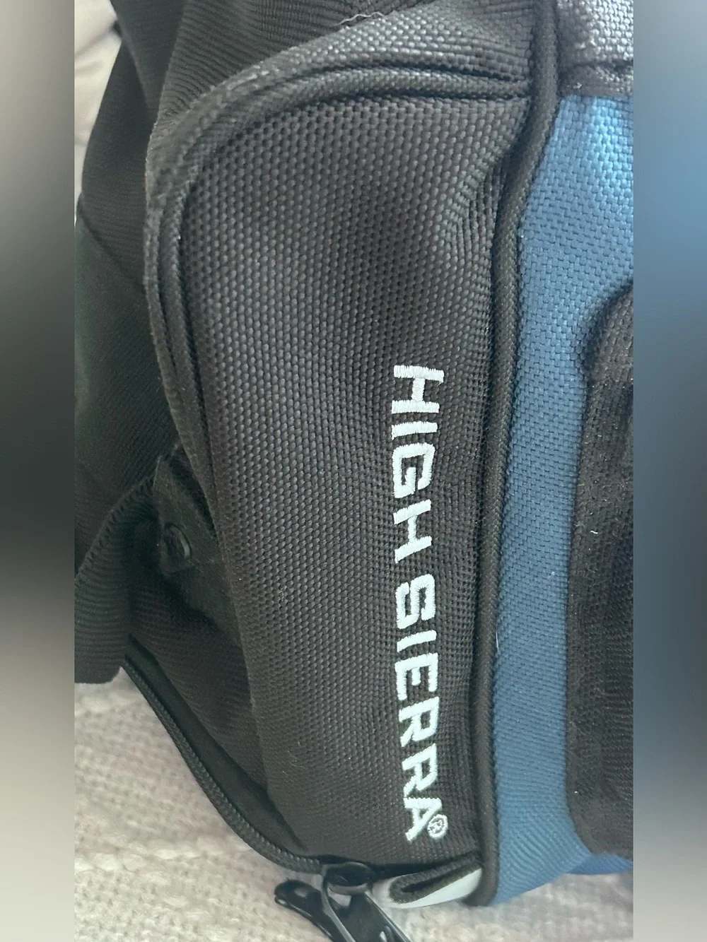 Blue and Black Duffel Bag with Side Pocket